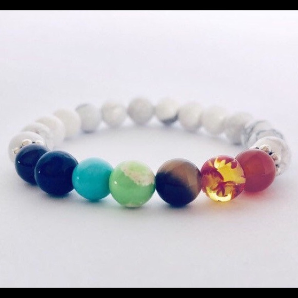 NEW 7 Chakra White Howlite Healing Bracelet
